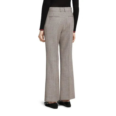 Gingham Wool Pants With Embroidery