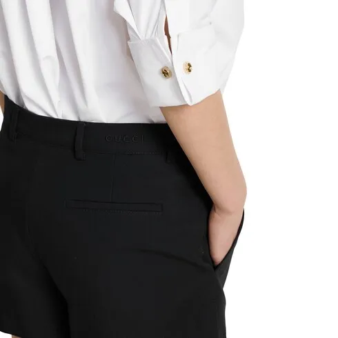 Cotton Canvas Shorts With Embroidery