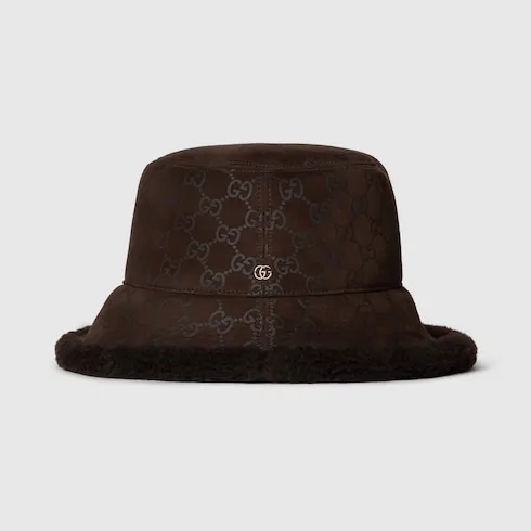 Gg Suede And Merino Wool Hat