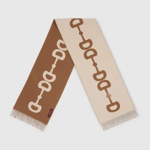 Wool Cashmere Scarf With Intarsia