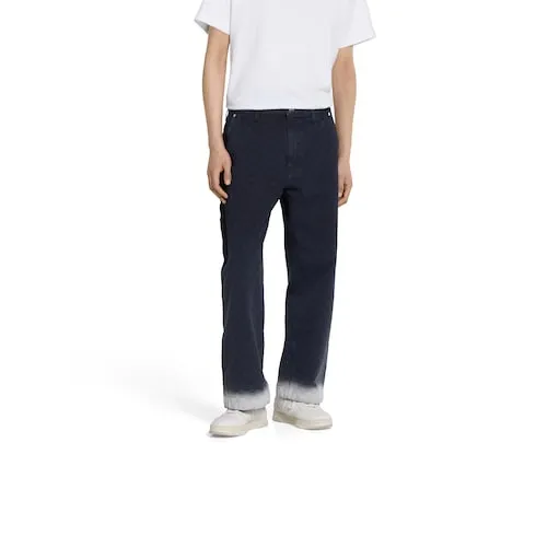 Bleached Gg Cotton Denim Jacquard Pant