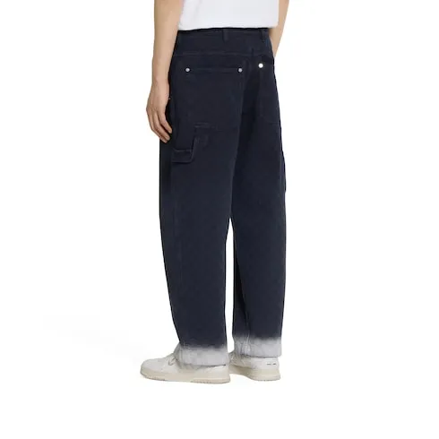 Bleached Gg Cotton Denim Jacquard Pant
