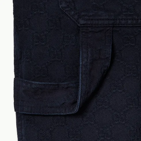 Bleached Gg Cotton Denim Jacquard Pant