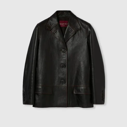 Soft Aged-Effect Leather Jacket