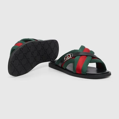 Web Sandal With Interlocking G