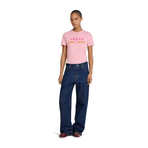Cotton Jersey T-Shirt With Print