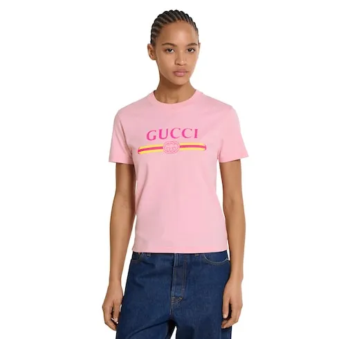 Cotton Jersey T-Shirt With Print