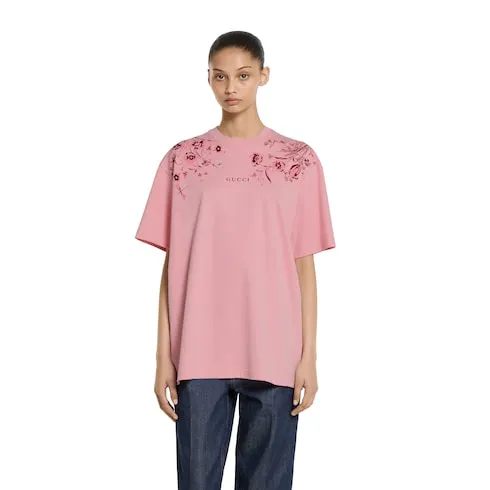 Soft Cotton Jersey T-Shirt With Print