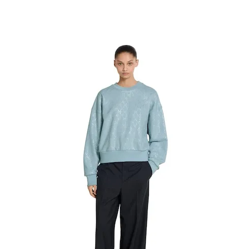 Cotton Jersey Sweatshirt With Crystals