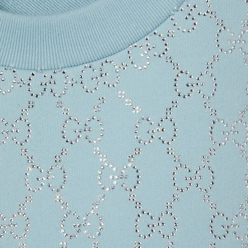 Cotton Jersey Sweatshirt With Crystals