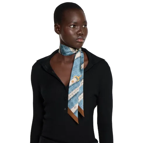 Printed Gg Silk Twill Ribbon