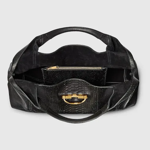 Gucci Softbit Python Maxi Shoulder Bag