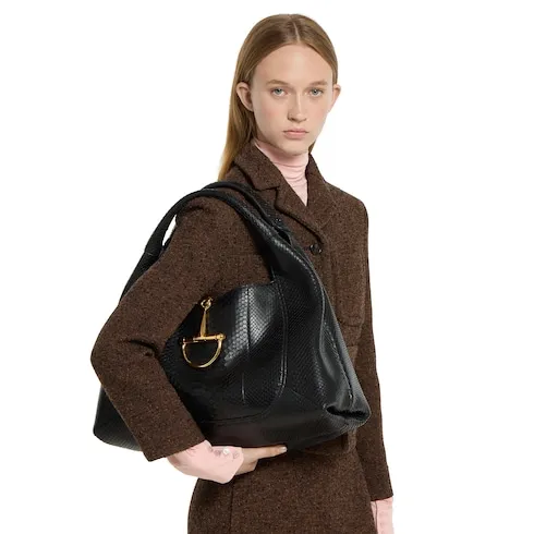Gucci Softbit Python Maxi Shoulder Bag