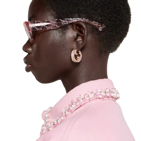 Gucci Blondie Crystal Enamel Earrings
