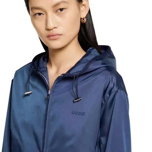 Gabardine Jacket With Metal Logo