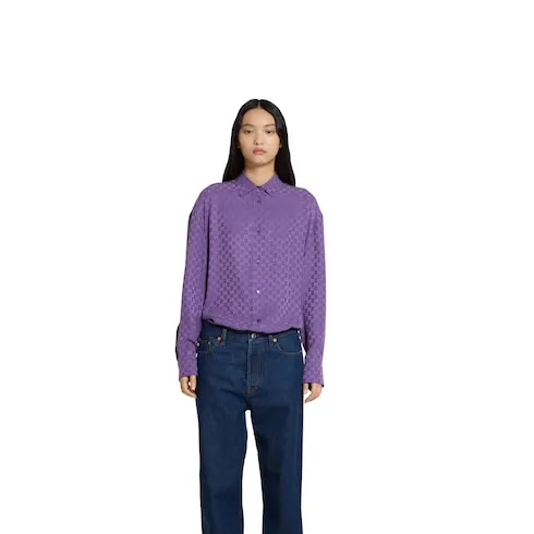 Gg Silk Jacquard Oversize Shirt