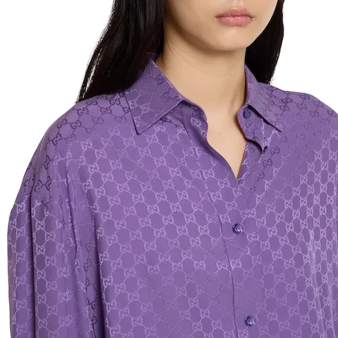 Gg Silk Jacquard Oversize Shirt