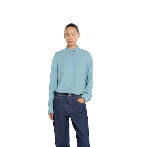 Gg Silk Jacquard Oversize Shirt