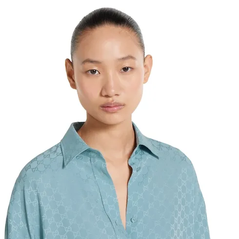 Gg Silk Jacquard Oversize Shirt