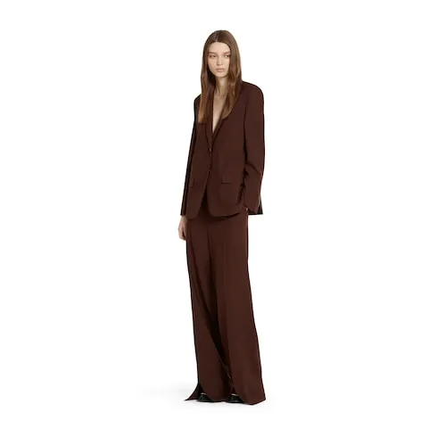 Stretch Wool Pants With Embroidery