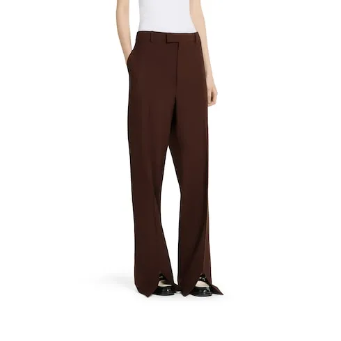 Stretch Wool Pants With Embroidery