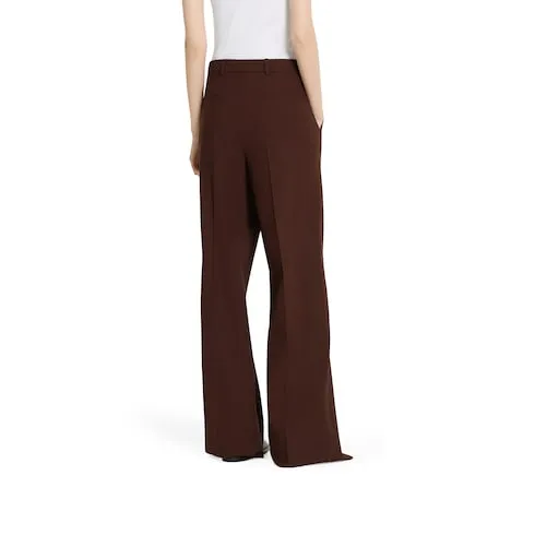 Stretch Wool Pants With Embroidery