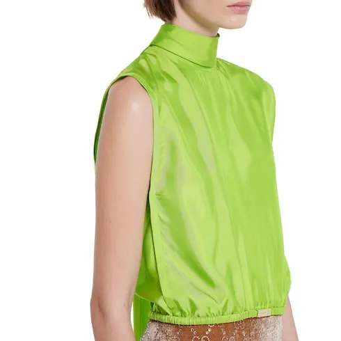 Self-Tie Neck Bow Viscose Twill Top