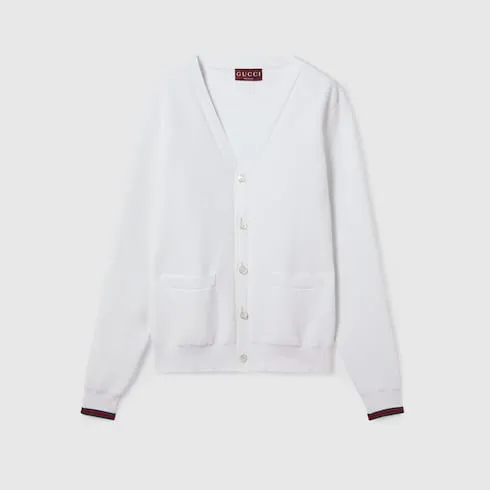 Cotton Piquet Knit Cardigan