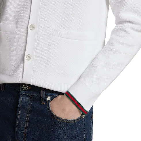 Cotton Piquet Knit Cardigan