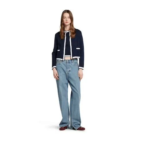 Gg Fine Cotton Jacquard Cardigan