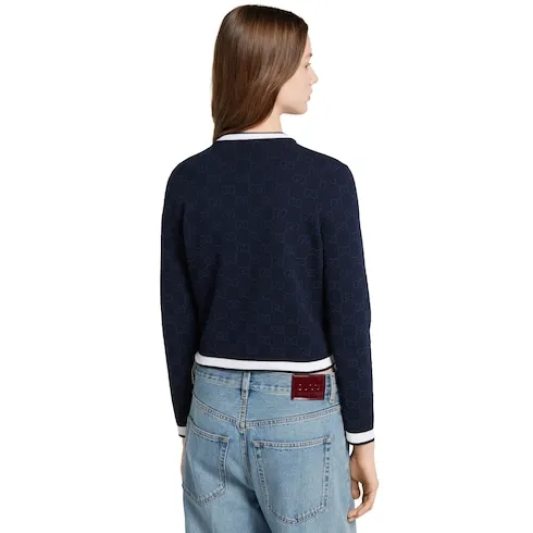 Gg Fine Cotton Jacquard Cardigan
