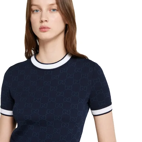 Gg Fine Cotton Jacquard Top