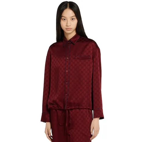 Gg Satin Shirt With Tie Waist