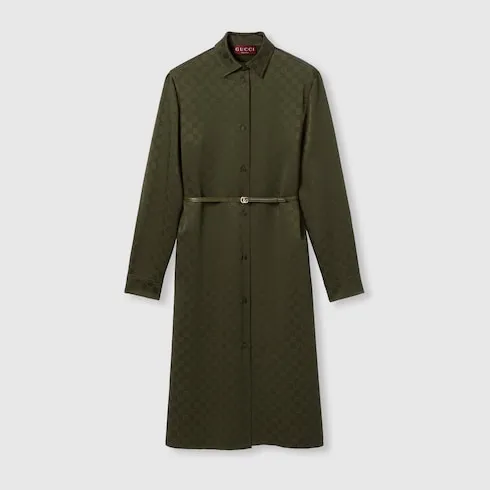 Gg Satin Shirt Dress