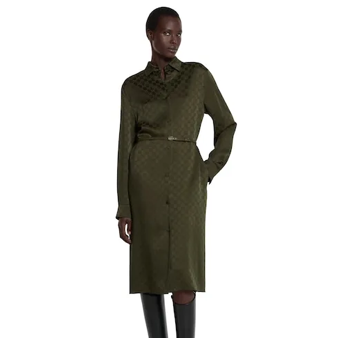 Gg Satin Shirt Dress