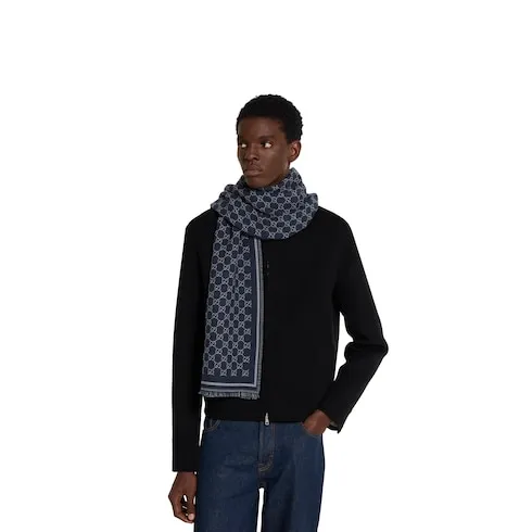 Gg Wool Jacquard Scarf