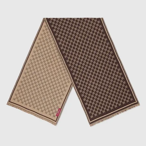 Gg Wool Jacquard Scarf