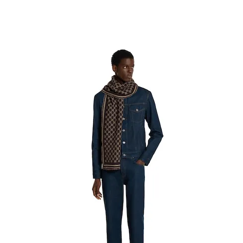 Gg Wool Jacquard Scarf