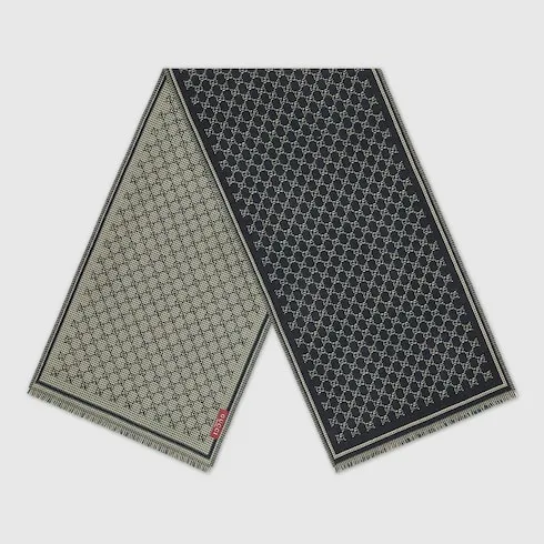 Gg Wool Jacquard Scarf