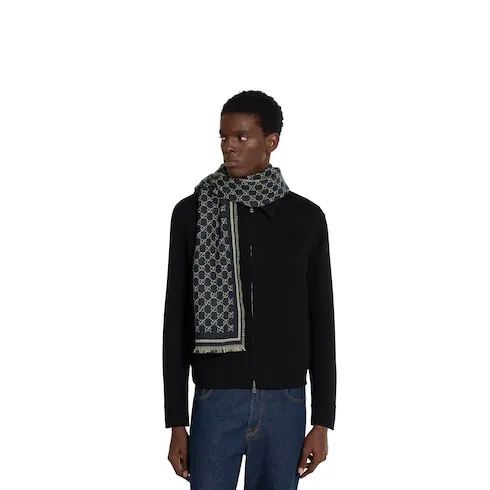 Gg Wool Jacquard Scarf