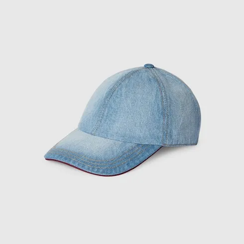 Denim Baseball Hat With Double G