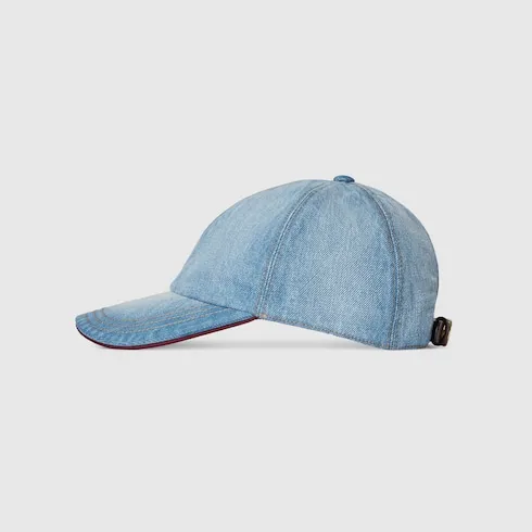Denim Baseball Hat With Double G