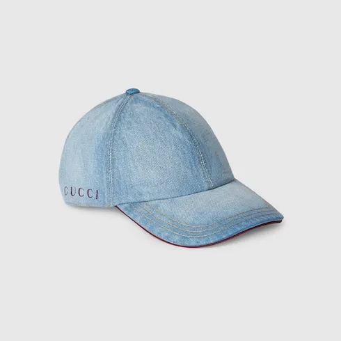 Denim Baseball Hat With Double G