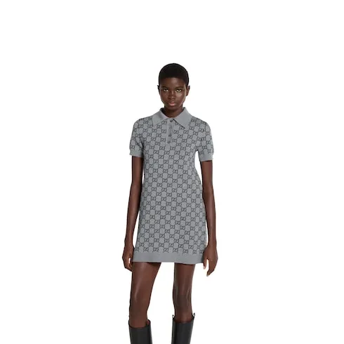 Gg Wool Jacquard Polo Dress