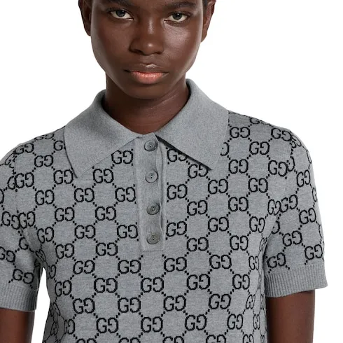 Gg Wool Jacquard Polo Dress