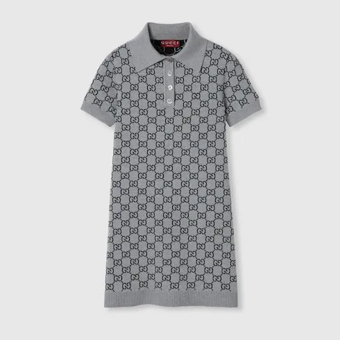 Gg Wool Jacquard Polo Dress
