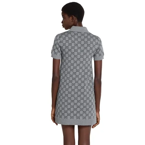 Gg Wool Jacquard Polo Dress