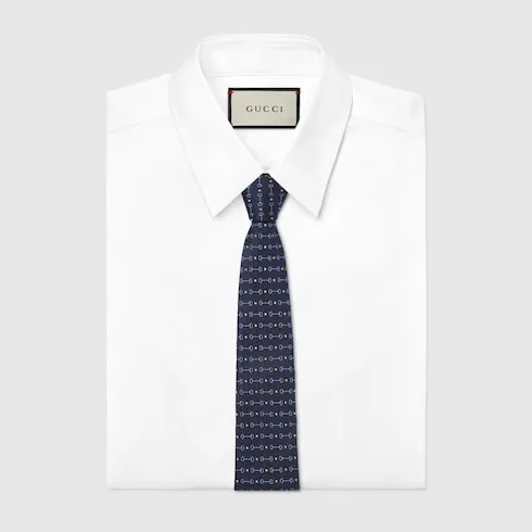 Horsebit Silk Jacquard Tie