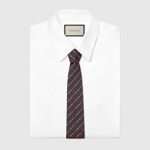 Horsebit Silk Jacquard Tie