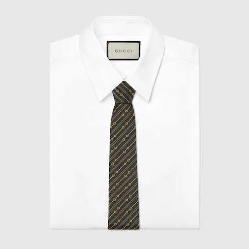 Horsebit Silk Jacquard Tie